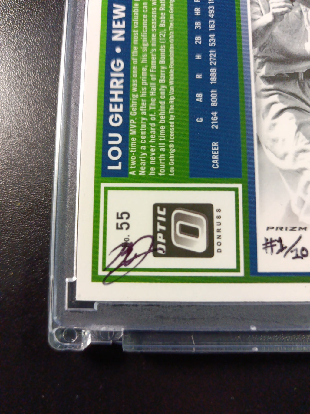 Lou Gehrig Prizm Artist Sketch Baseball Card Panini Donruss Optic