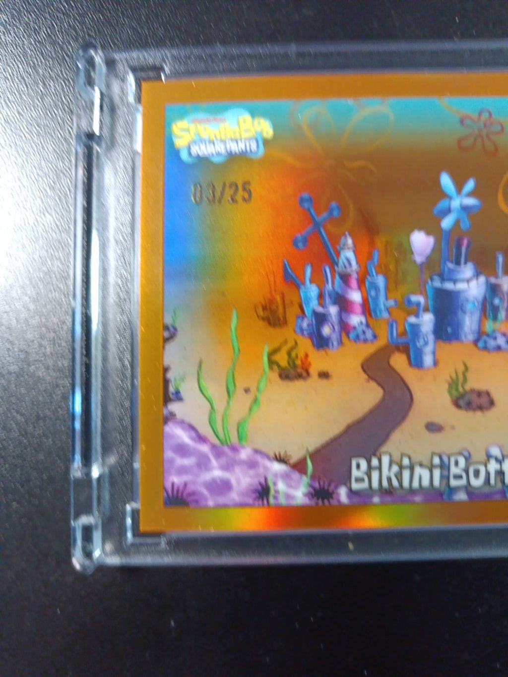 SpongeBob #3/25 Bikini Bottom Orange Refractor Card Topps Case Hit Low Number 