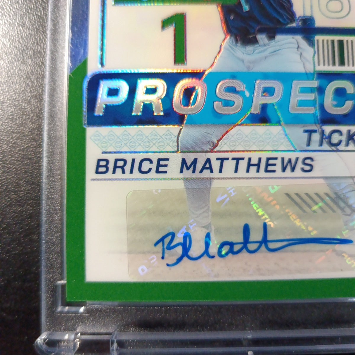 Super Rare Green Prizm Auto Brice Matthews Panini Prospect Rookie Baseball Card