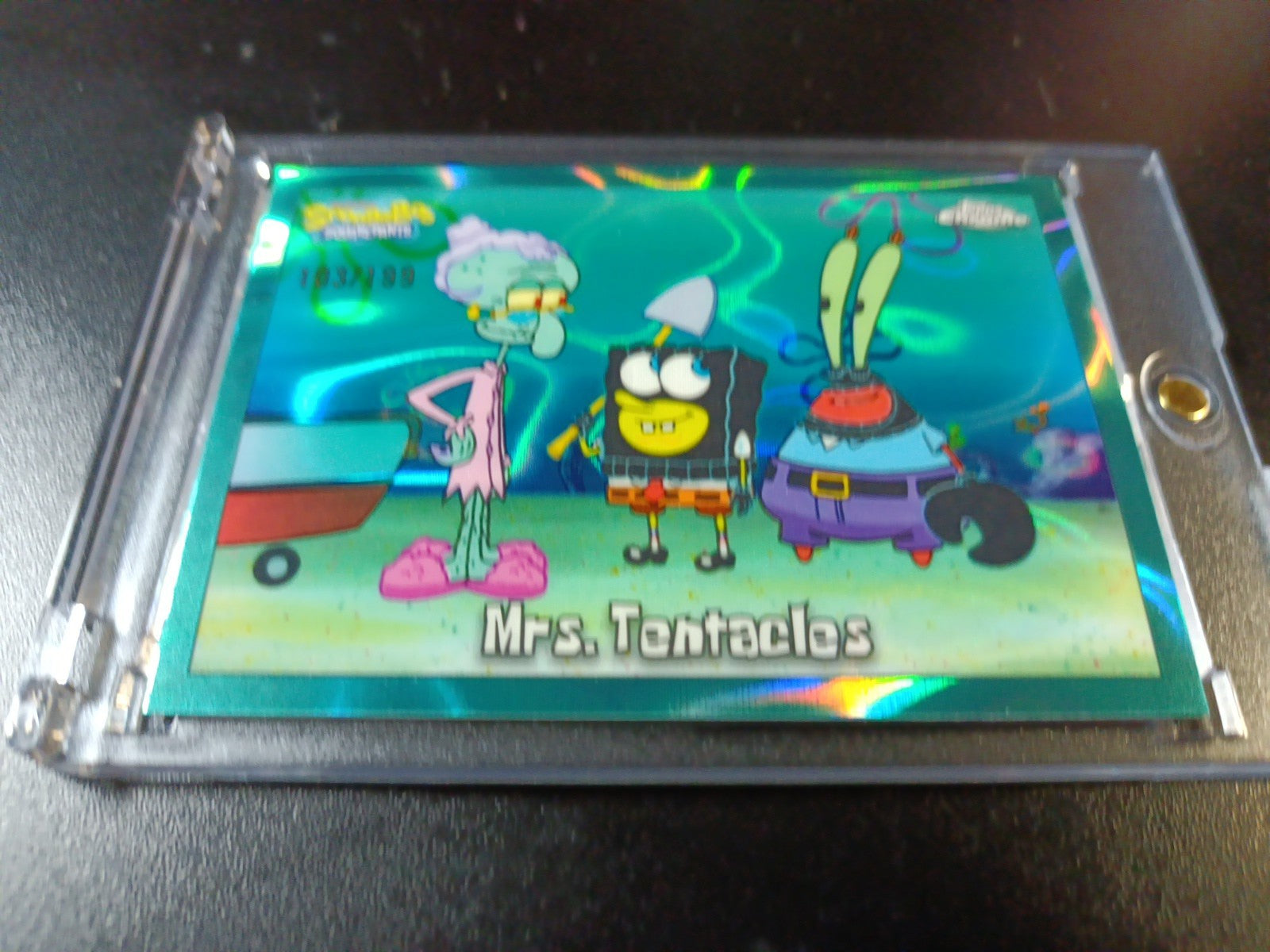 SpongeBob # /199 Mrs. Tentacles Aqua Lava Refractor Card Topps Chrome 