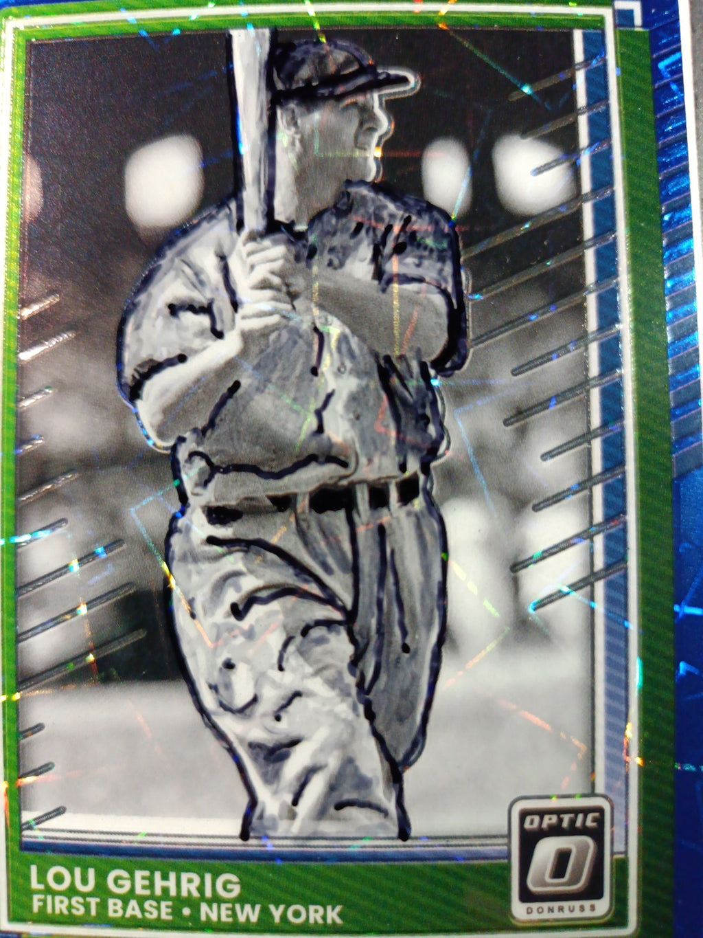 Lou Gehrig Prizm Artist Sketch Baseball Card Panini Donruss Optic