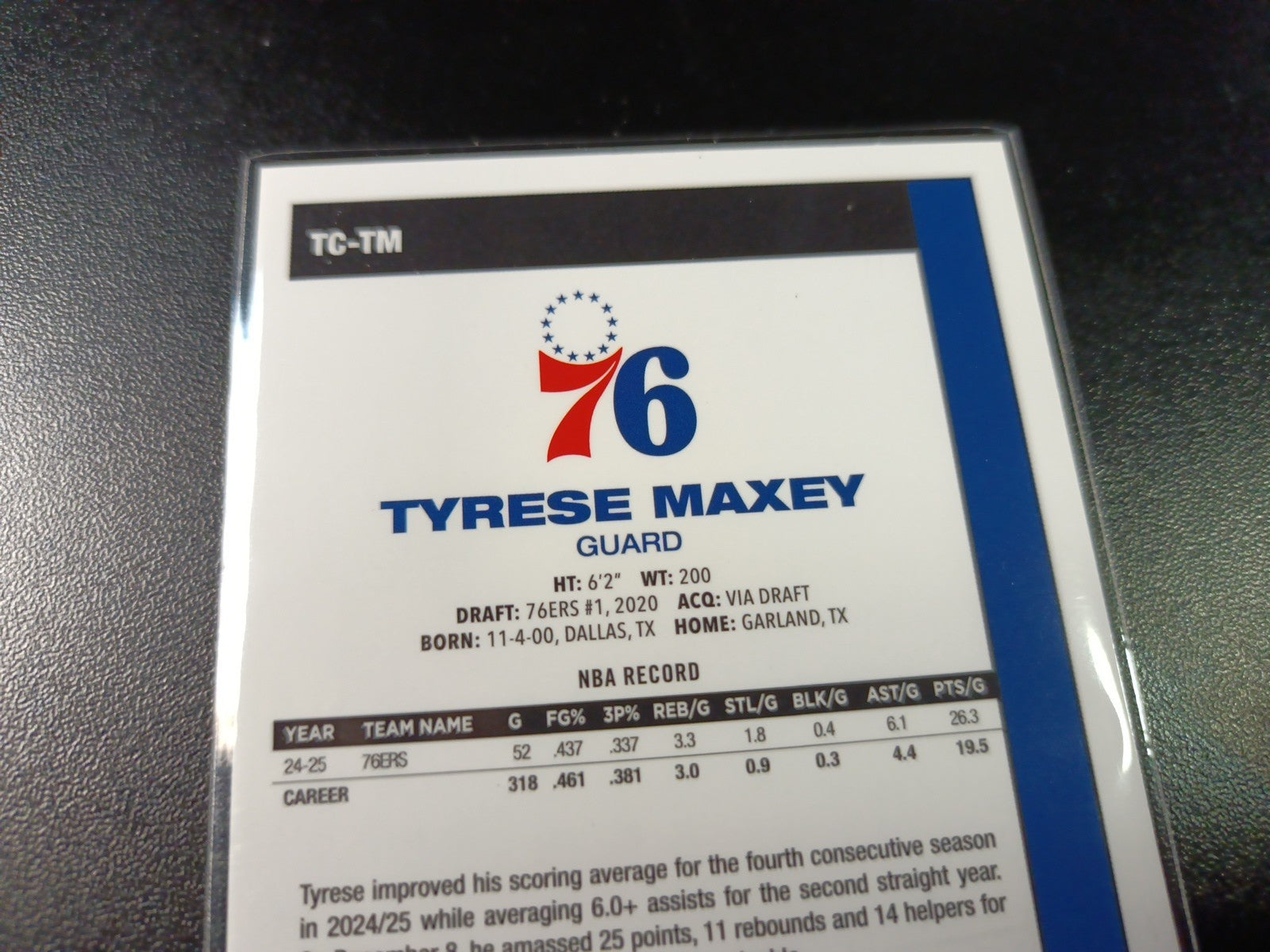 Mojo Refractor Tyrese Maxey 45th Anniversary Card 2025-26 Topps Basketball NBA