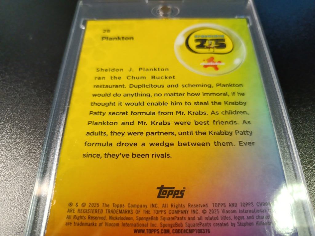 SpongeBob #/199 Plankton Aqua Green Wave Prizm Refractor Topps Chrome 2025