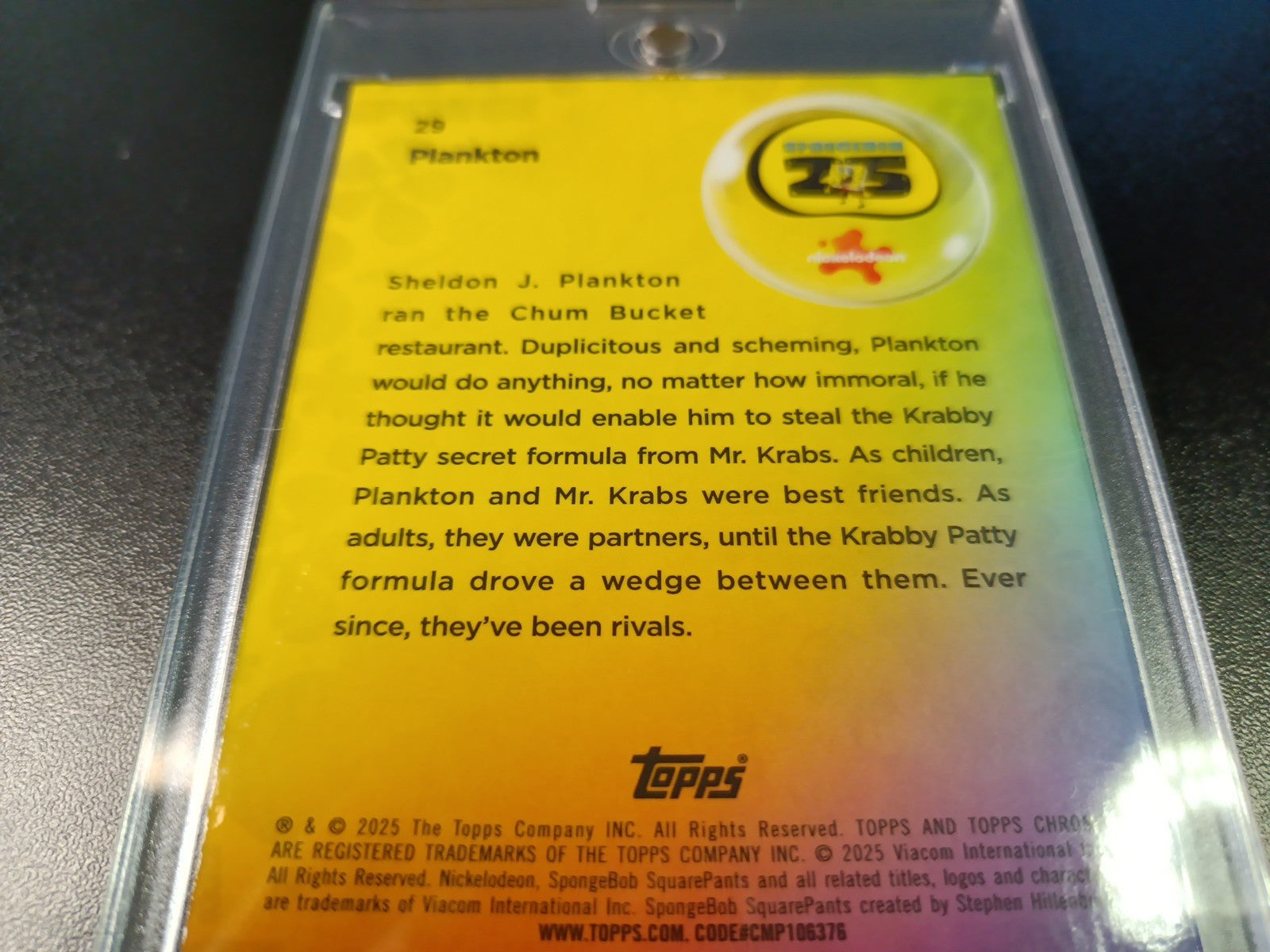 SpongeBob #/199 Plankton Aqua Green Wave Prizm Refractor Topps Chrome 2025