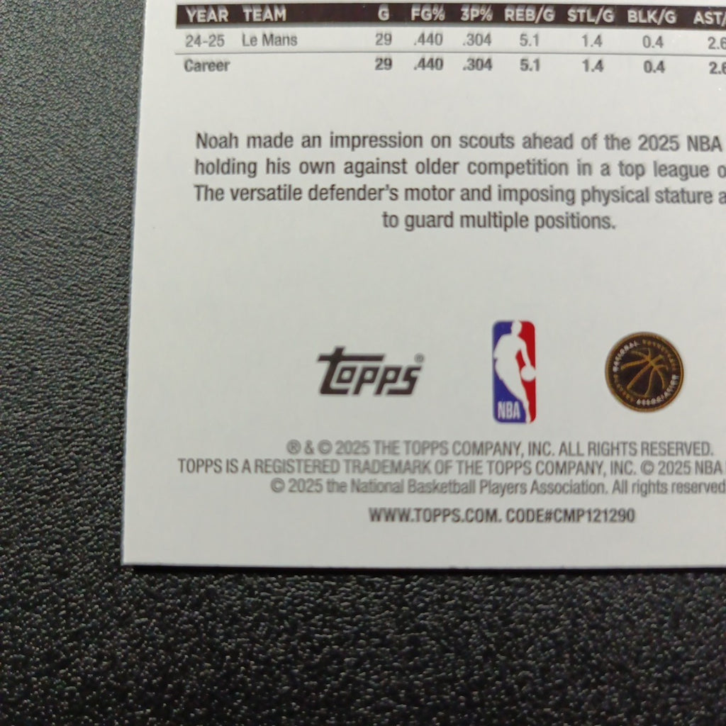 2025-26 Topps Basketball Card Noah Penda Silver Foil 45th Anniversary