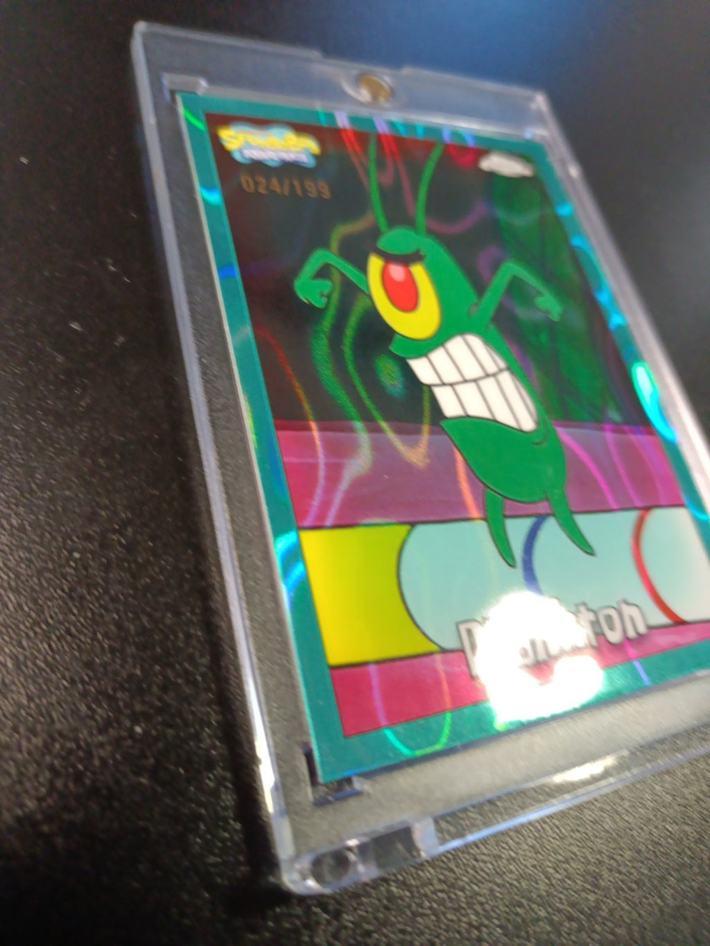 SpongeBob #/199 Plankton Aqua Green Wave Prizm Refractor Topps Chrome 2025