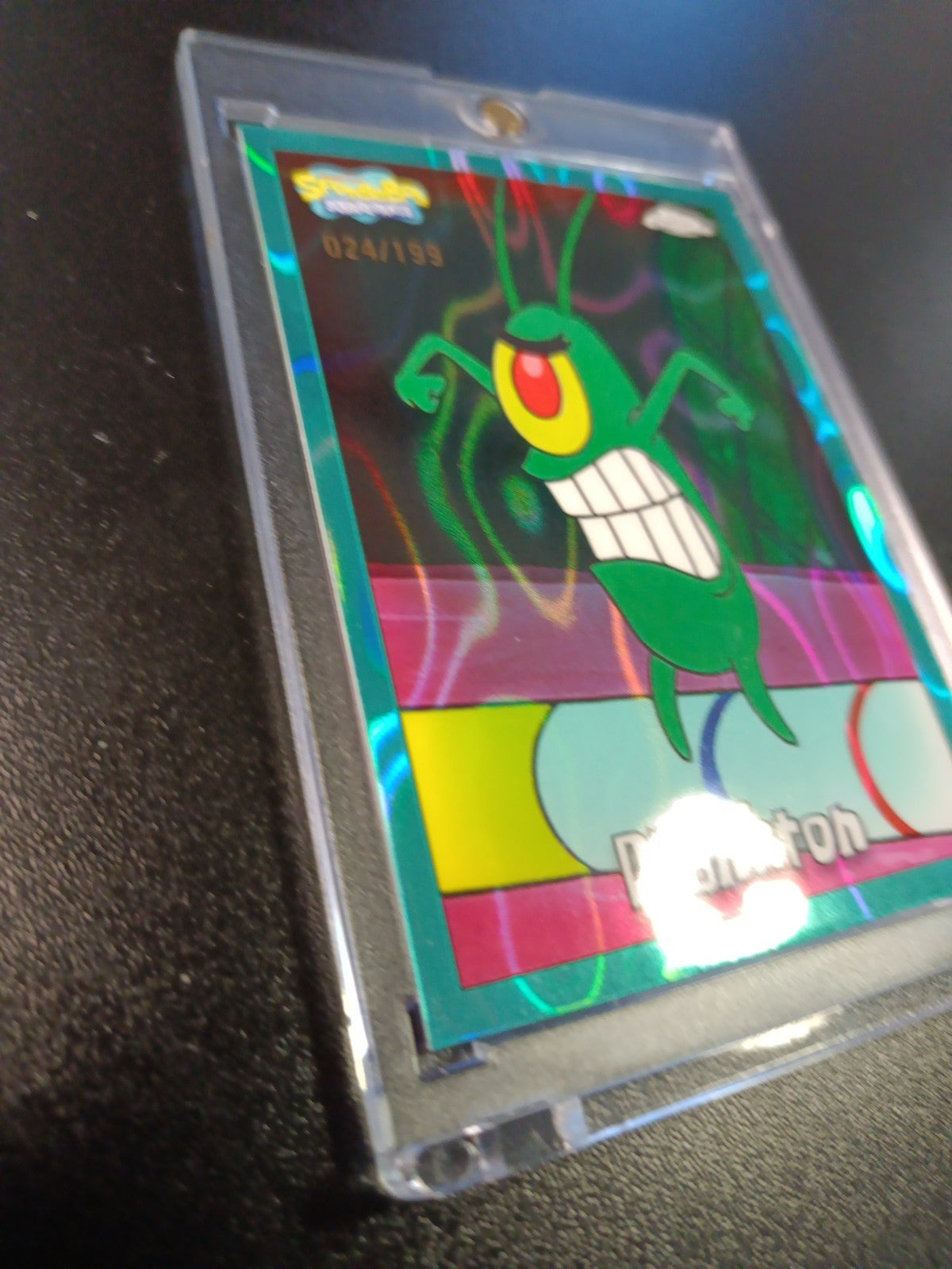 SpongeBob #/199 Plankton Aqua Green Wave Prizm Refractor Topps Chrome 2025