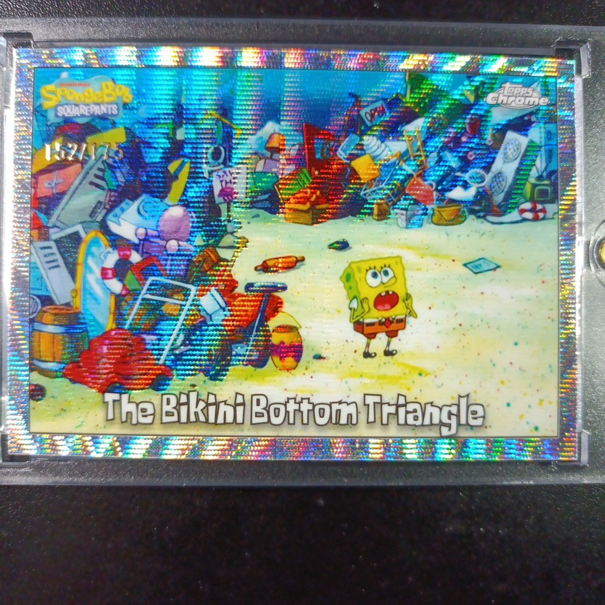 SpongeBob # 152/175 Silver Wave Refractor Bikini Bottom Triangle Card Topps /175