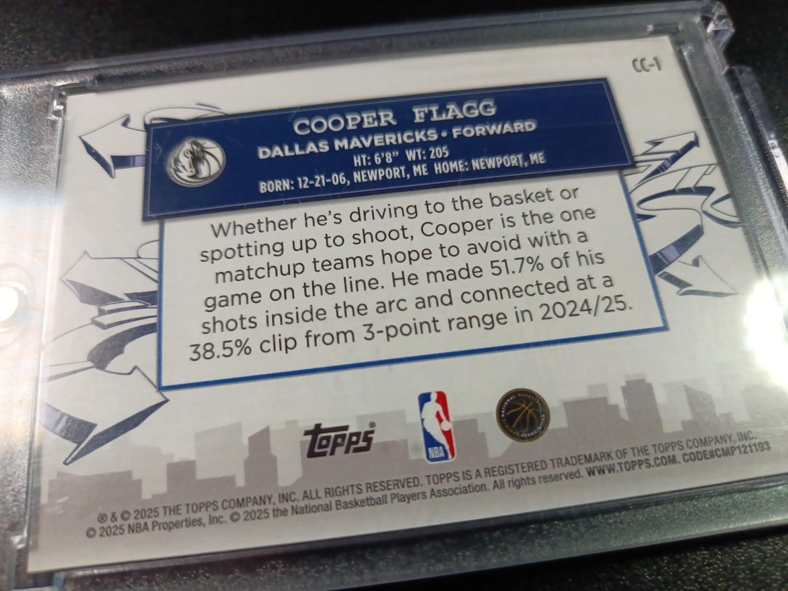 #1 Cooper Flagg Rookie Graffiti Clutch City Foil Card 2025-26 Topps Basketball