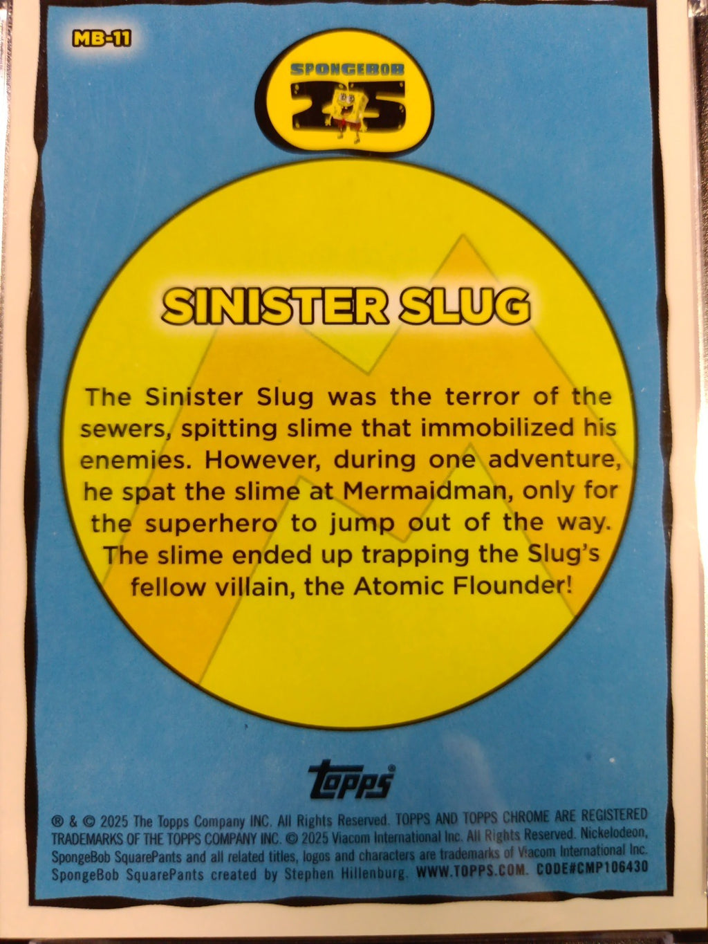SpongeBob 29/50 Gold Refractor Sinister Slug Topps Chrome 2025 Worm Card /50