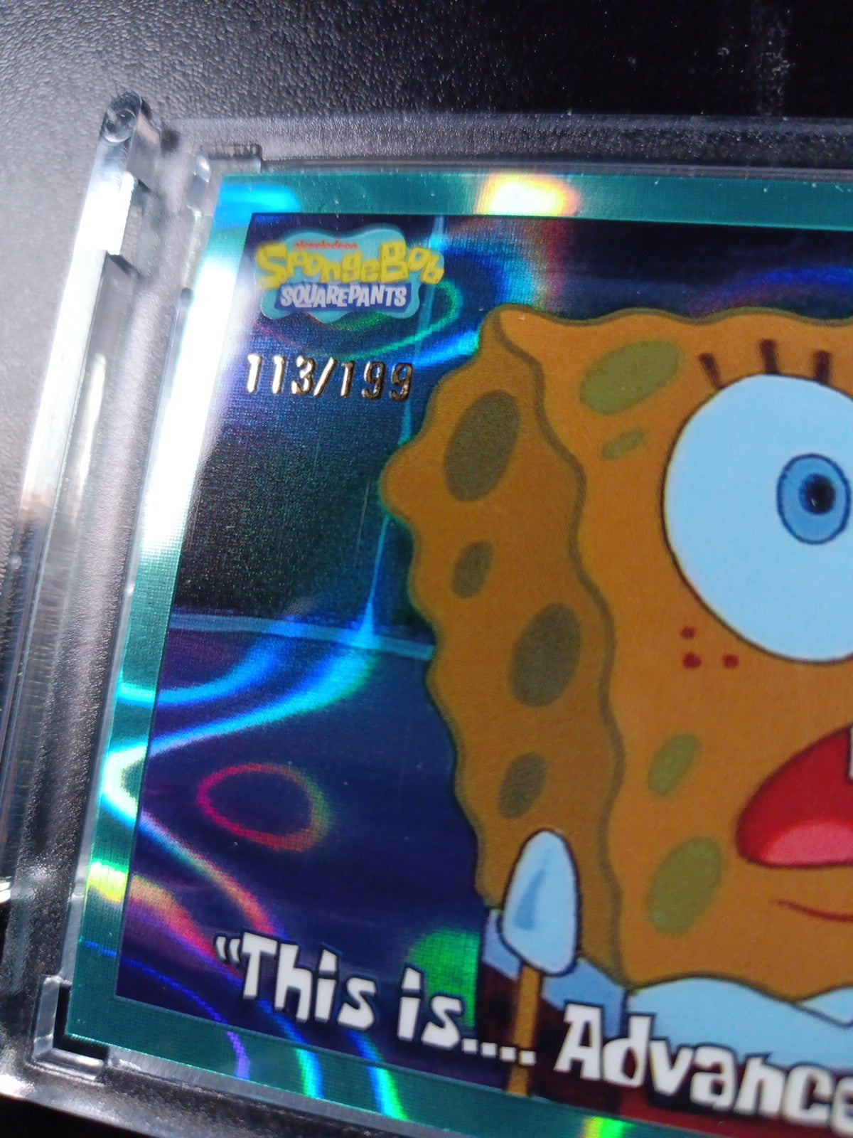 SpongeBob 113/199 This Is Advanced Darkness Aqua Lava Refractor Card Topps /199