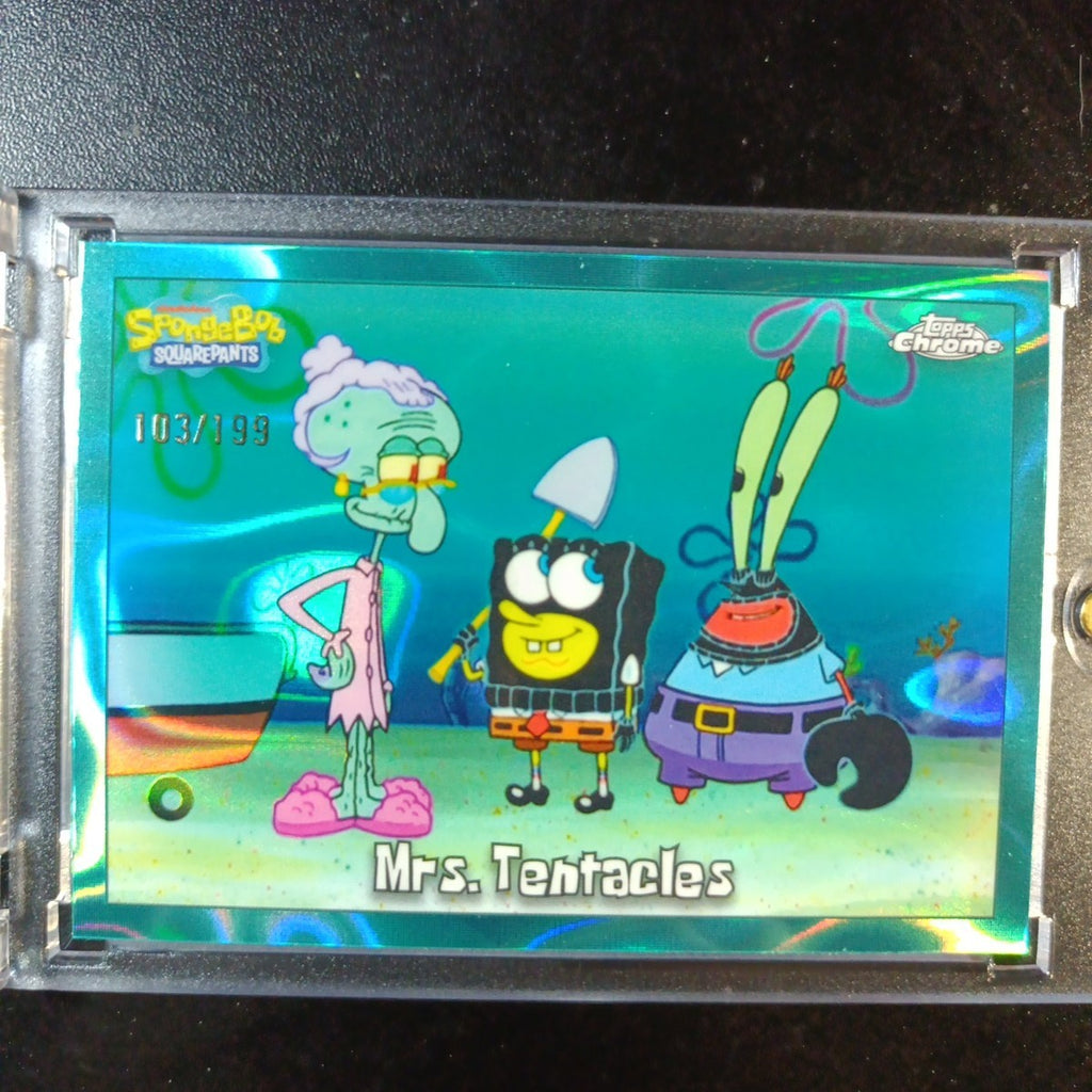 SpongeBob # /199 Mrs. Tentacles Aqua Lava Refractor Card Topps Chrome 