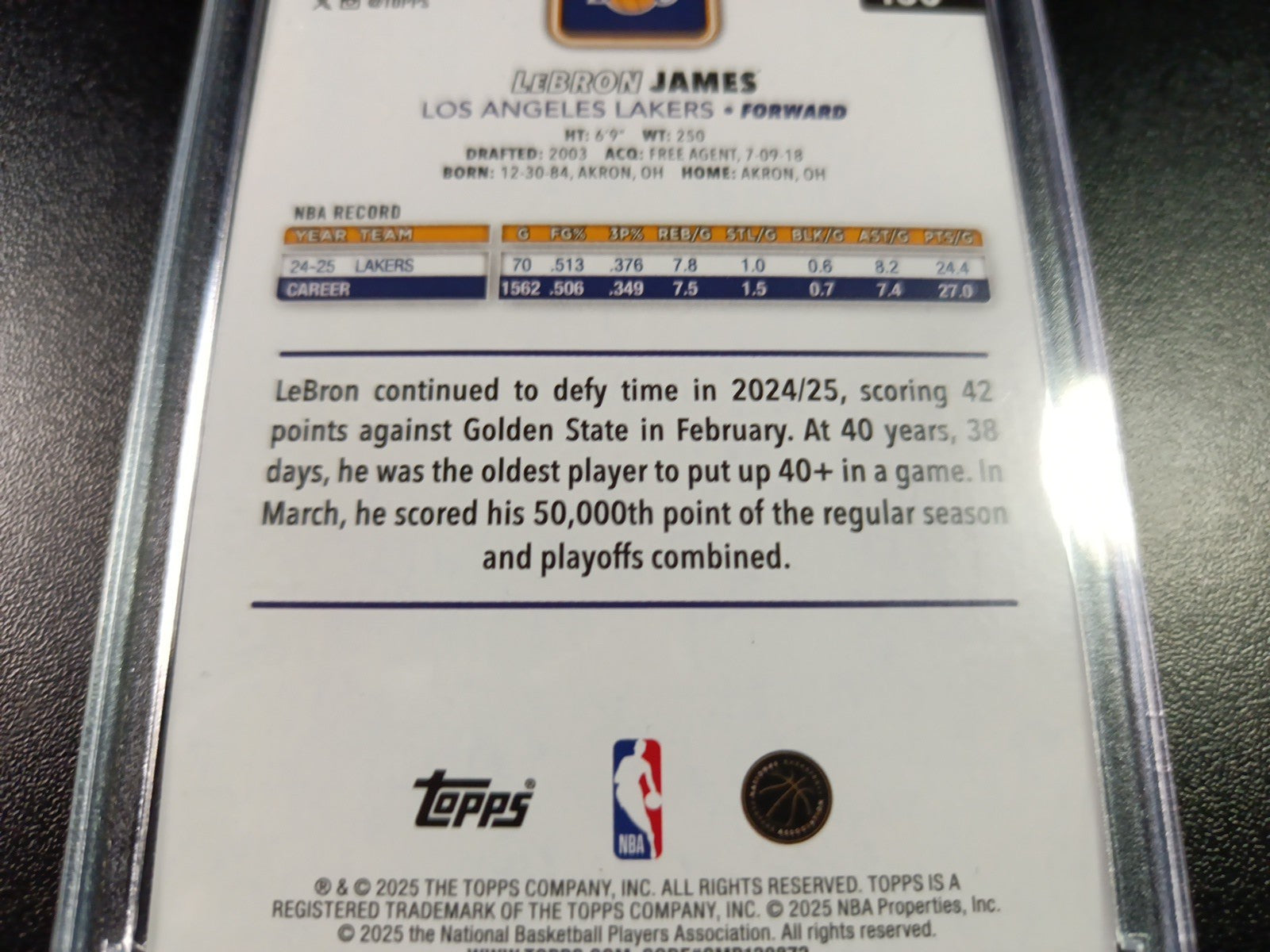 LeBron James Season Tip Off Gold Foil Card 2025-26 Topps Basketball Card Lakers