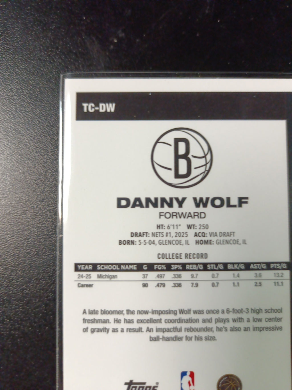 Mojo Refractor Rookie Danny Wolf 45th Anniversary Card 25-26 Topps Basketball 