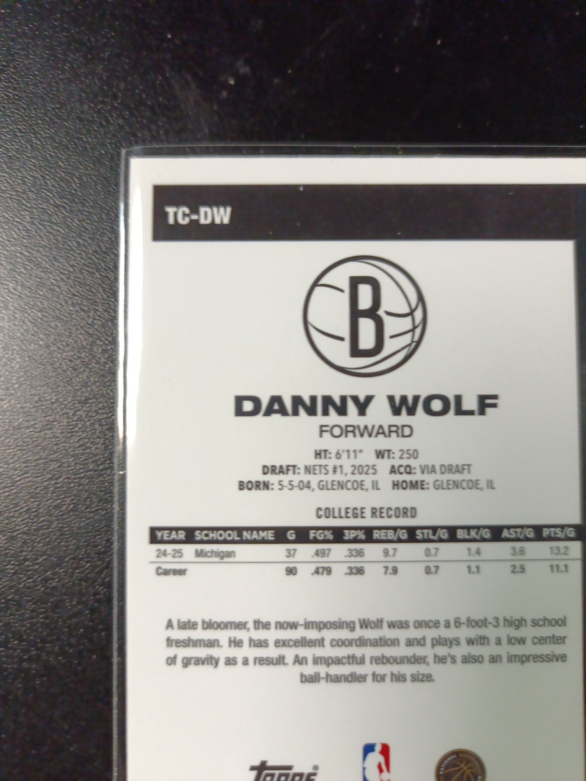 Mojo Refractor Rookie Danny Wolf 45th Anniversary Card 25-26 Topps Basketball 