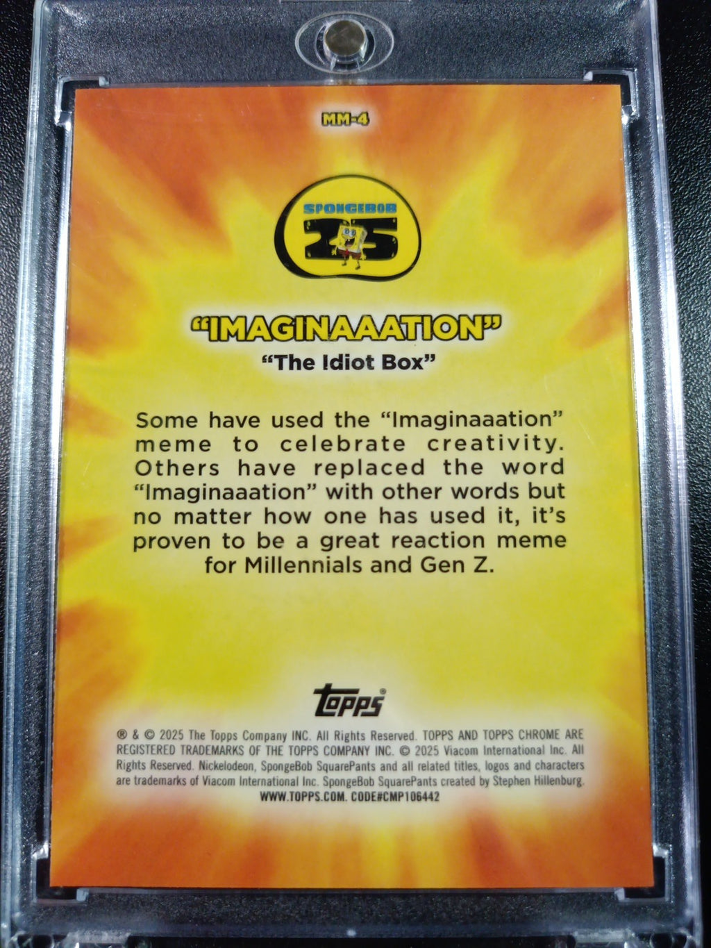 SpongeBob Masterful Memes Imaginaaation pongeBob Card Topps Case Hit MM-4