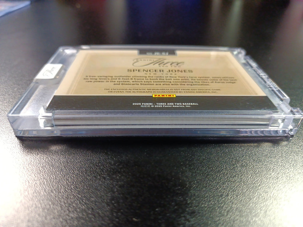 # 4/32 On Card Autograph Game Used Jersey Spencer Jones Yankees Baseball Panini 