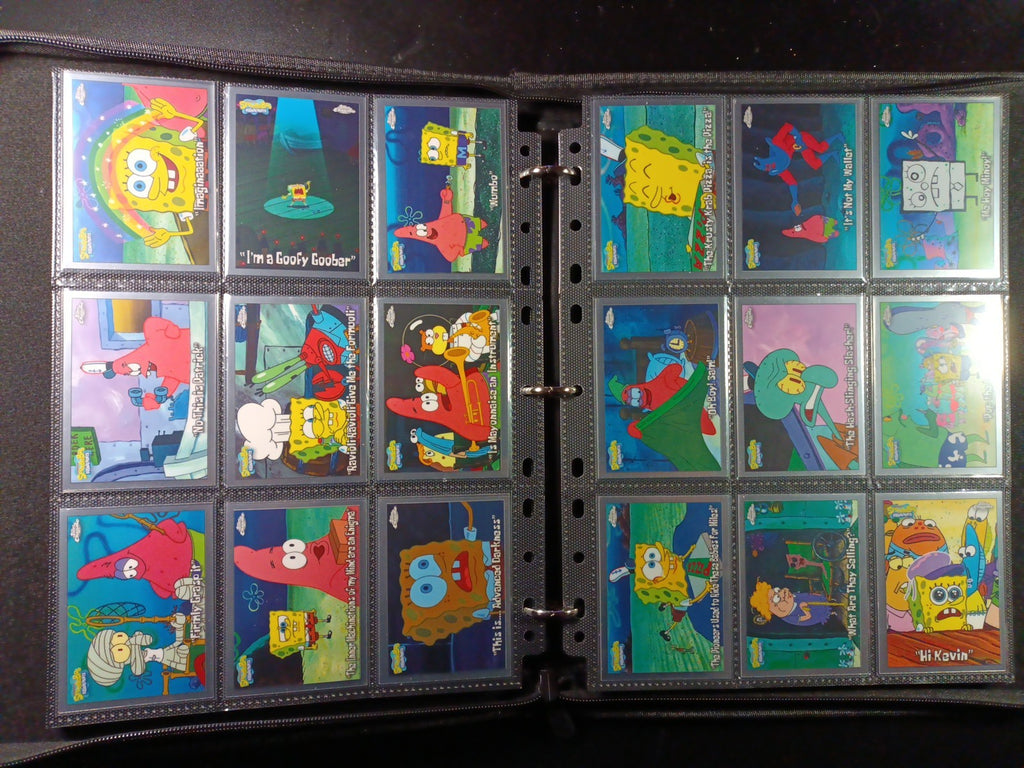 SpongeBob Cards Full Set # 1-200 Every Card In Padded Zipper Binder Topps Chrome