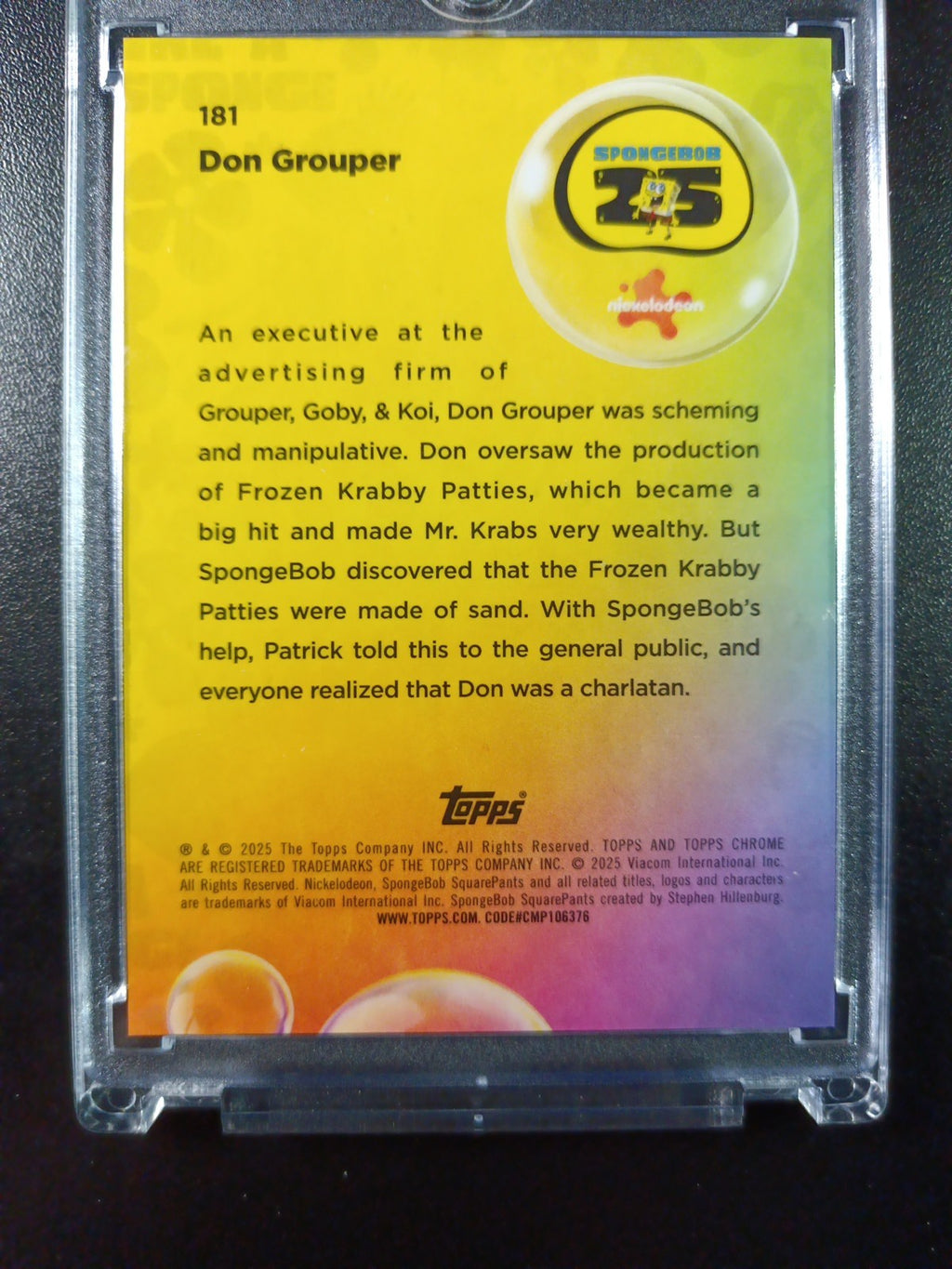 SpongeBob 33/50 Gold Refractor Don Grouper Card Topps Chrome /50