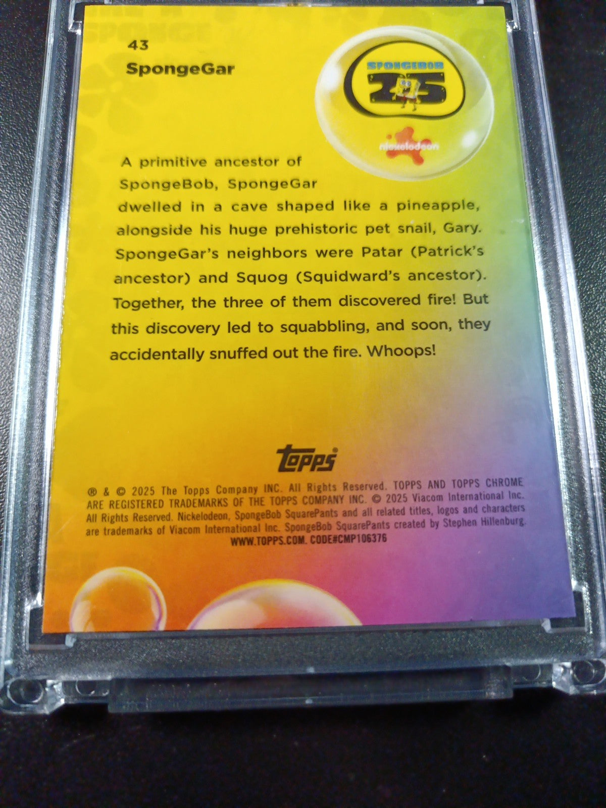 SpongeBob 11/199 SpongeGar LOW NUMBER Aqua Lava Refractor Card Topps Chrome /199