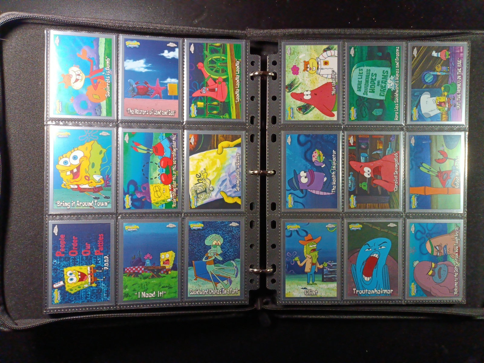 SpongeBob Cards Full Set # 1-200 Every Card In Padded Zipper Binder Topps Chrome