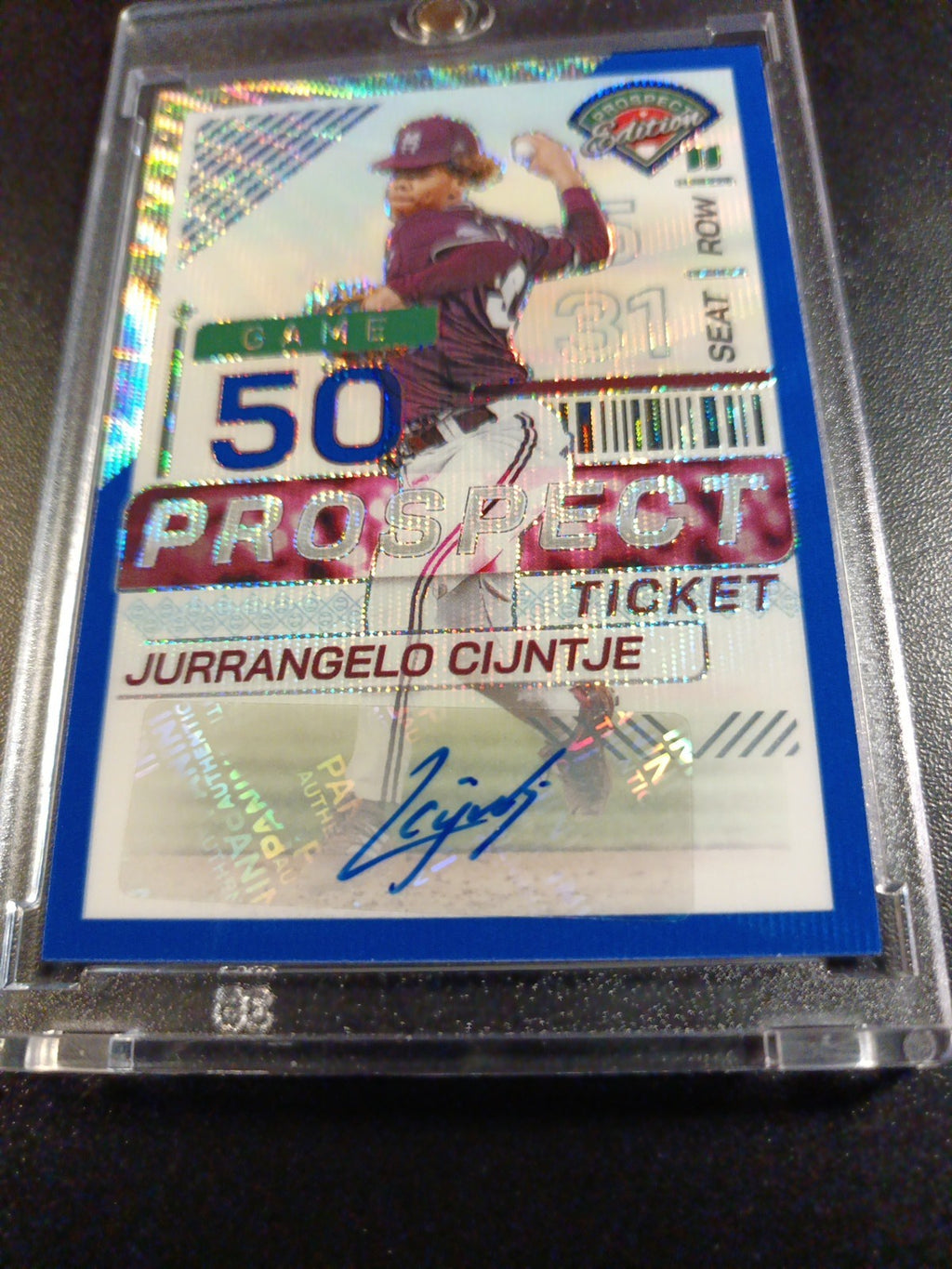 # /75 Autograph Jurrangelo Cijntje Mariners Rookie Wave Prizm Baseball Card 