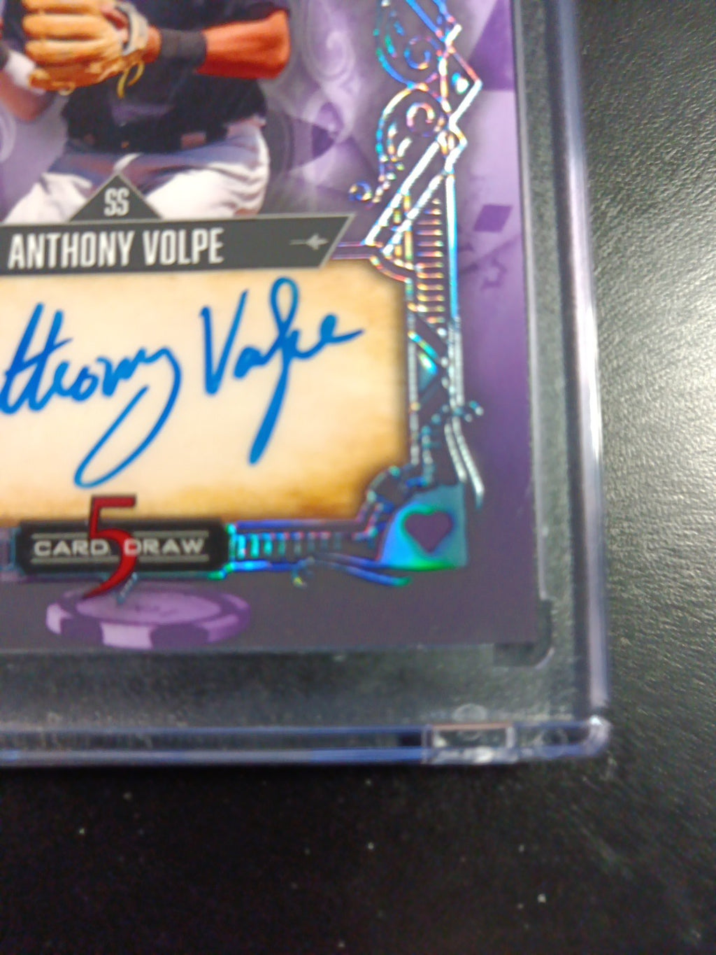 # 4/4 Autograph Anthony Volpe Holo Foil Purple Rookie Baseball Wild Card /1