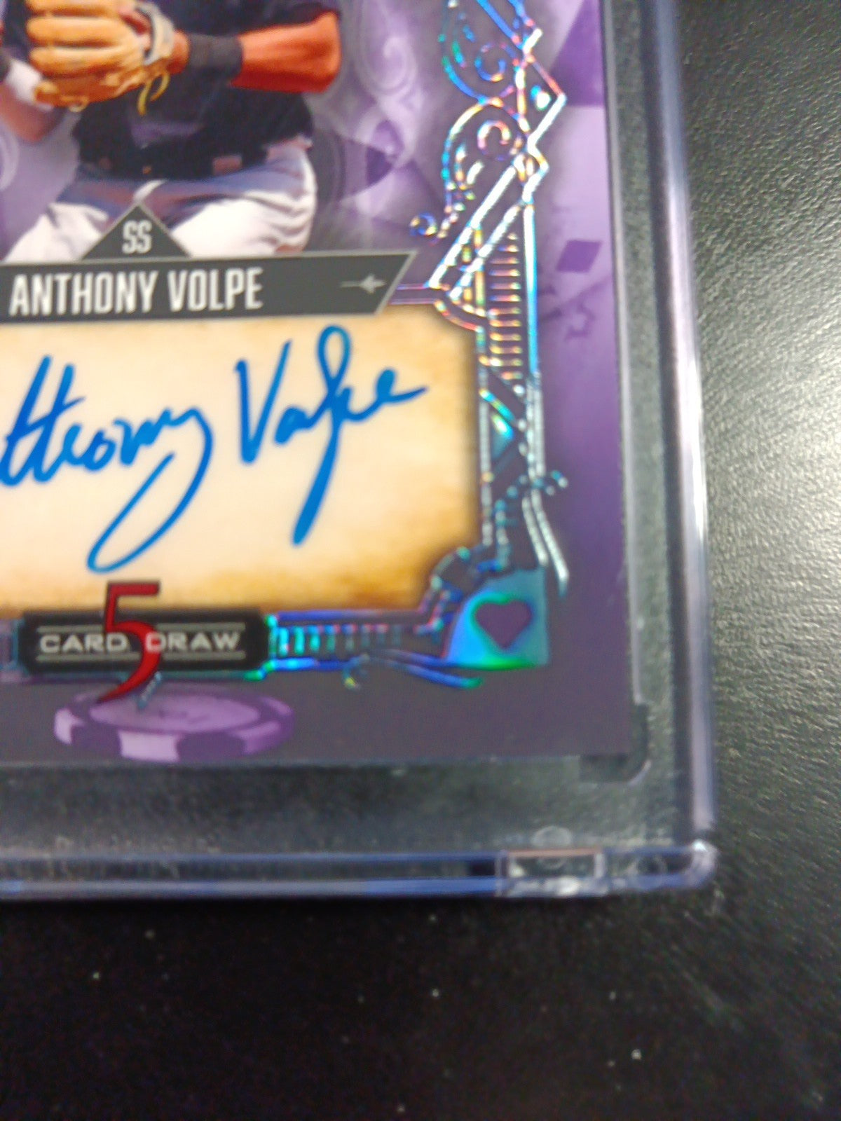 # 4/4 Autograph Anthony Volpe Holo Foil Purple Rookie Baseball Wild Card /1