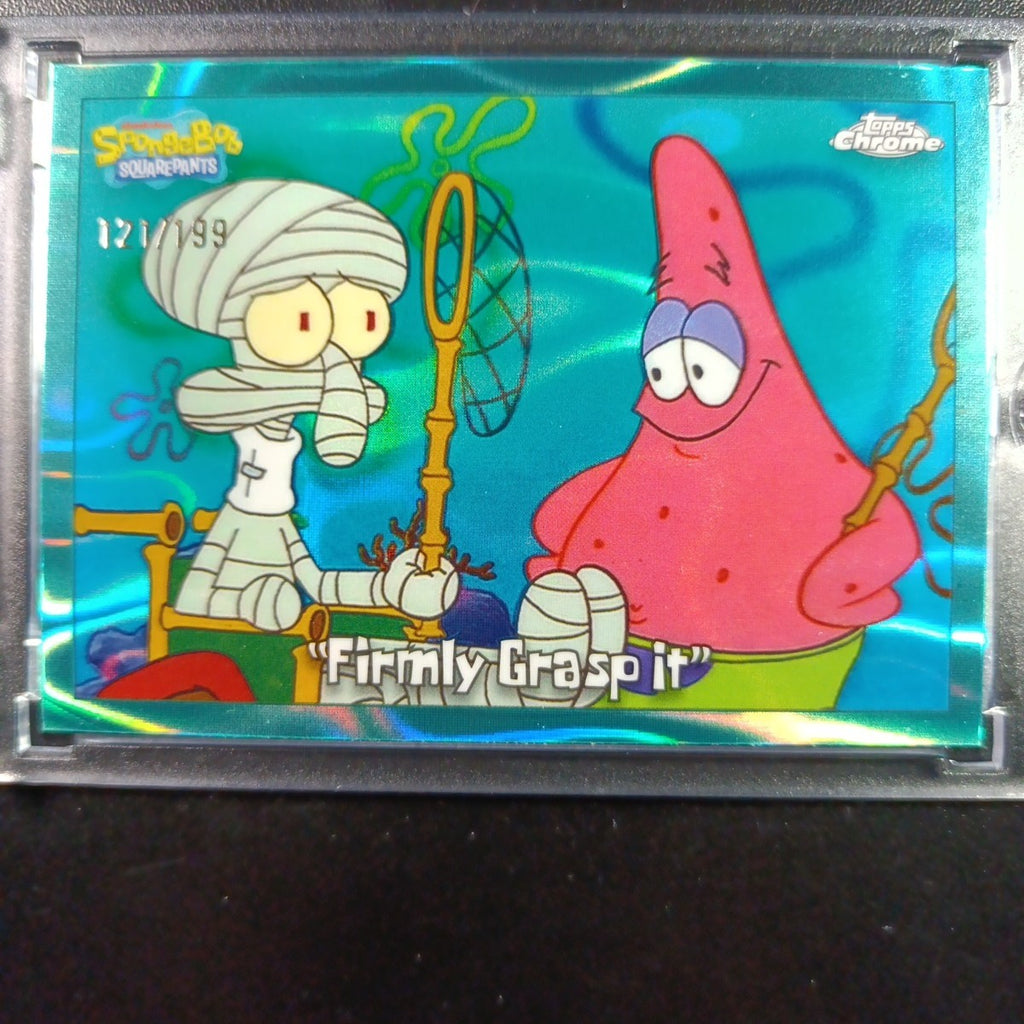 SpongeBob 121/199 Firmly Grasp It Squidward Aqua Lava Refractor Card Topps /199