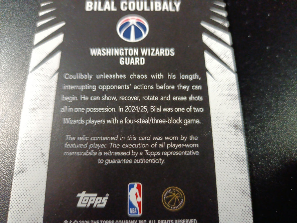 /99 Topps Basketball 2025-26 Card Bilal Coulibaly Jersey Patch Relic Green Prizm
