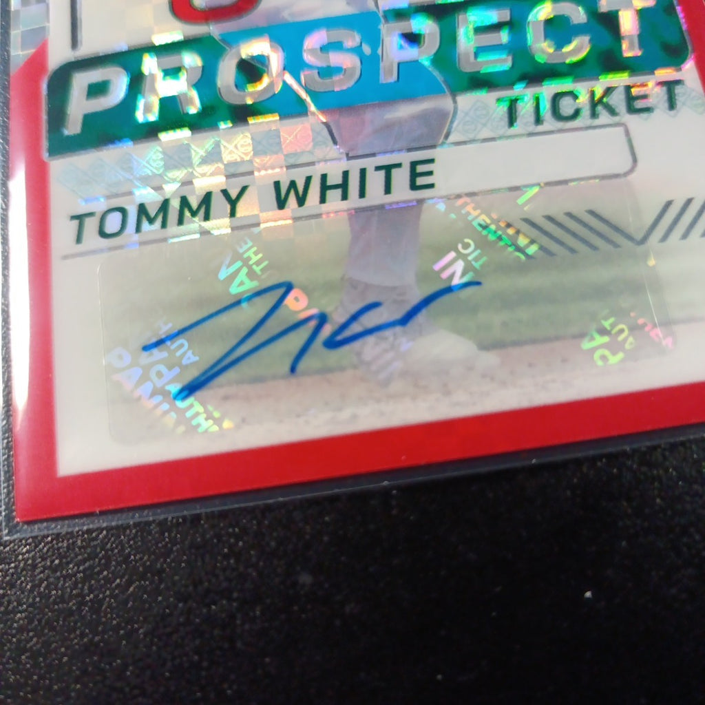 Checkered Red Prizm # /99 Auto Tommy White Panini Prospect Rookie Baseball Card