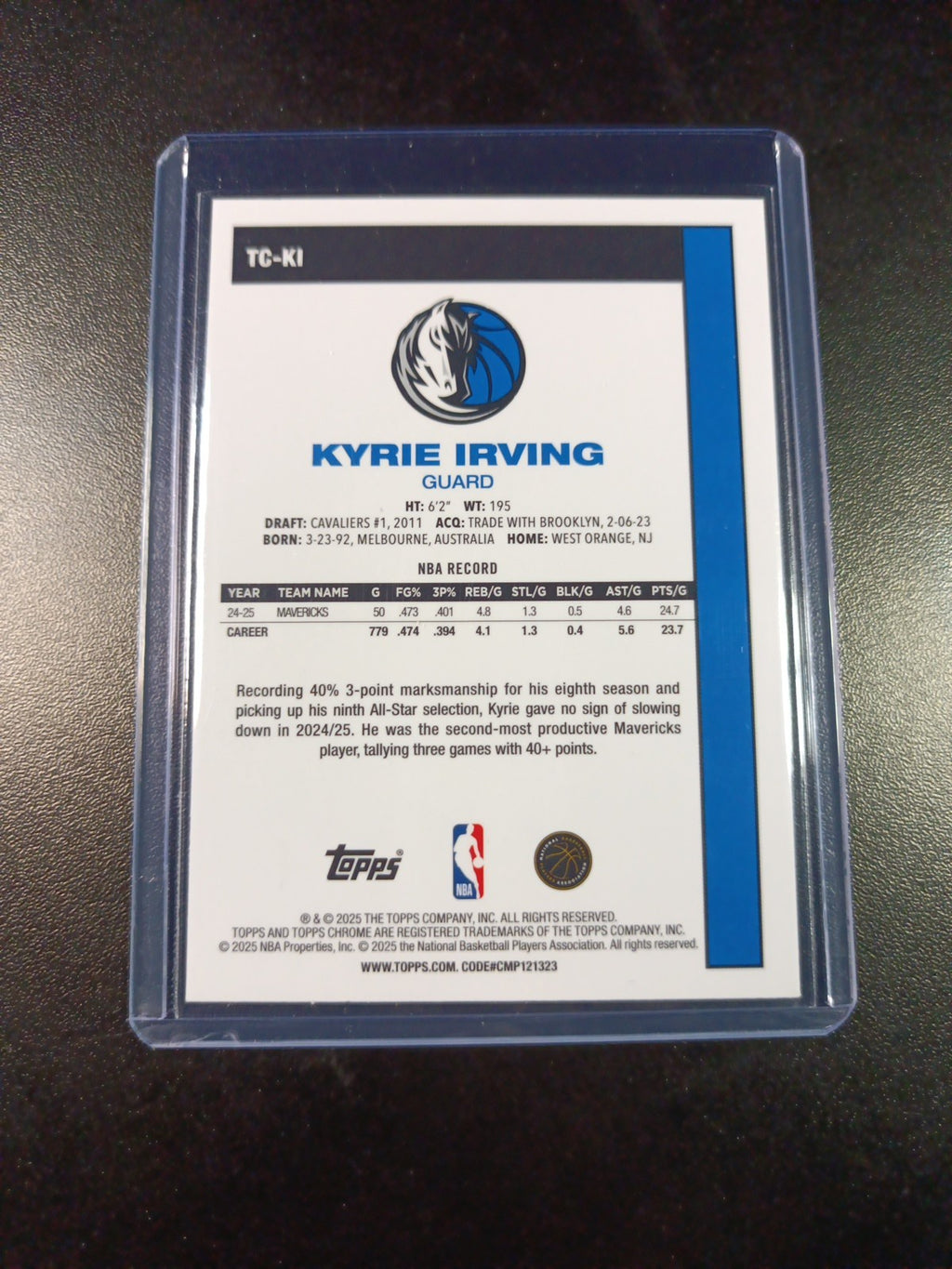 Mojo Refractor Kyrie Irving 45th Anniversary Card 25-26 Topps Basketball NBA