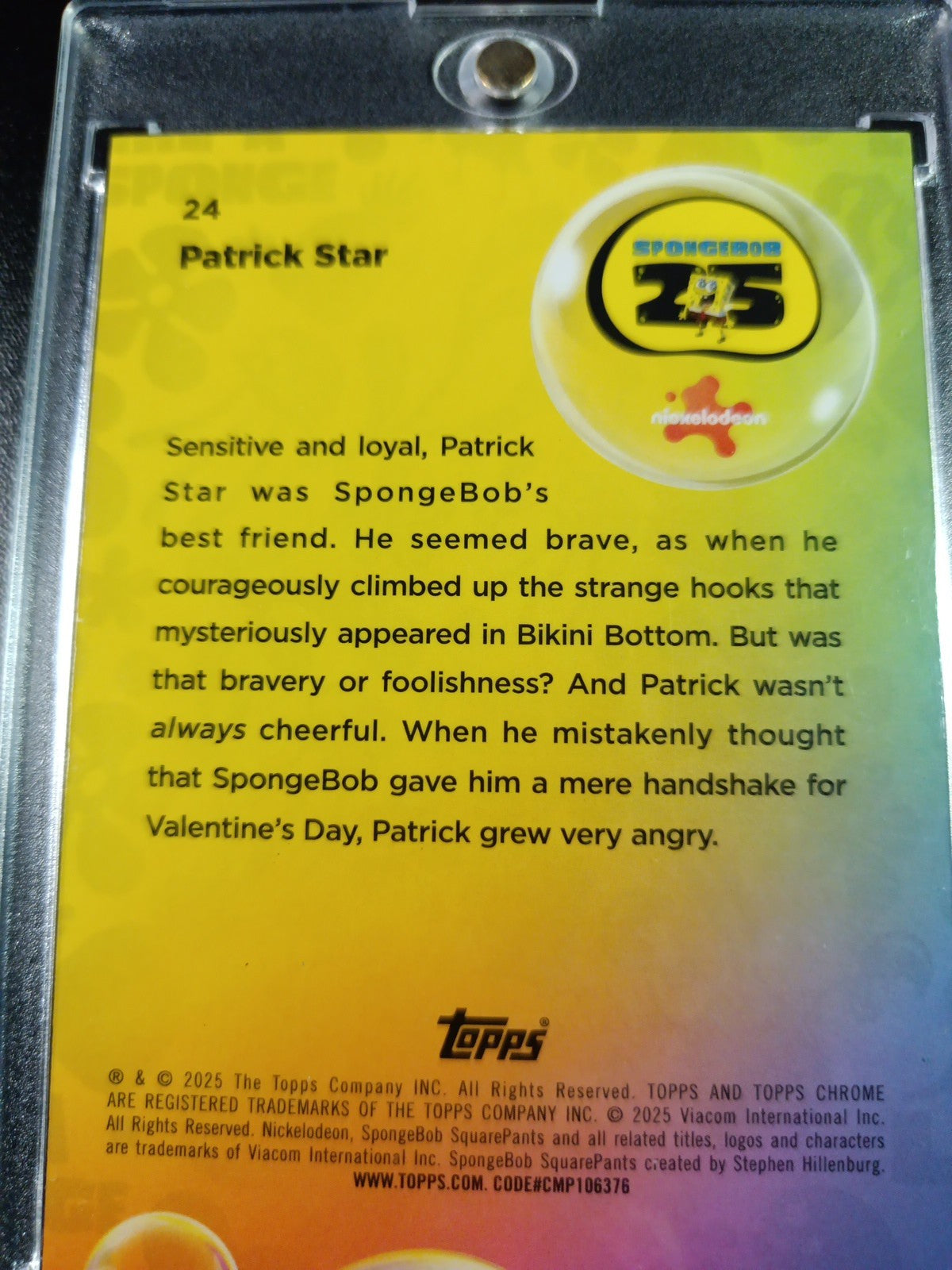 SpongeBob # 31/199 Patrick Star Aqua Lava Refractor Card Topps Case Hit /199