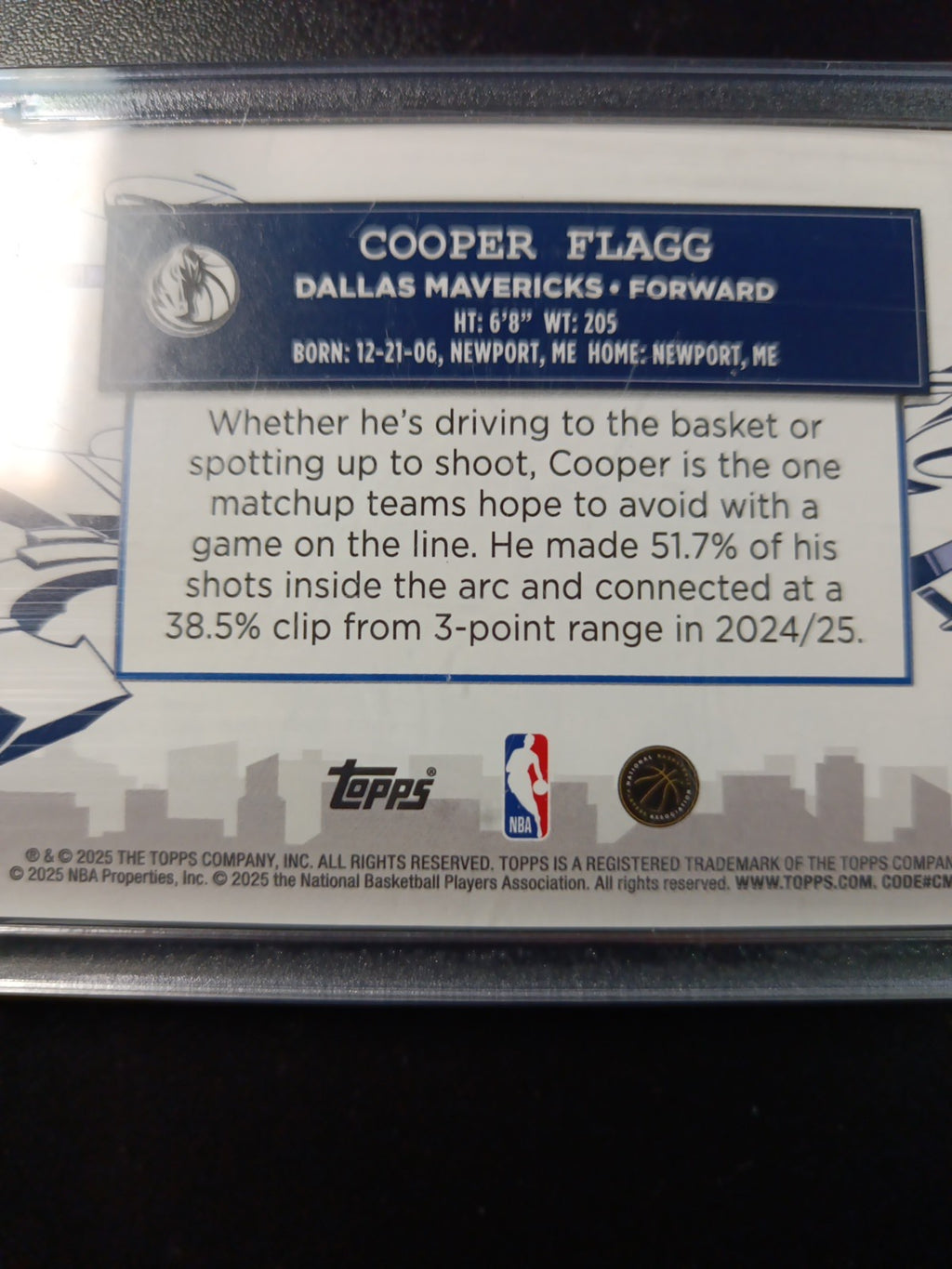 #1 Cooper Flagg Rookie Graffiti Clutch City Foil Card 2025-26 Topps Basketball