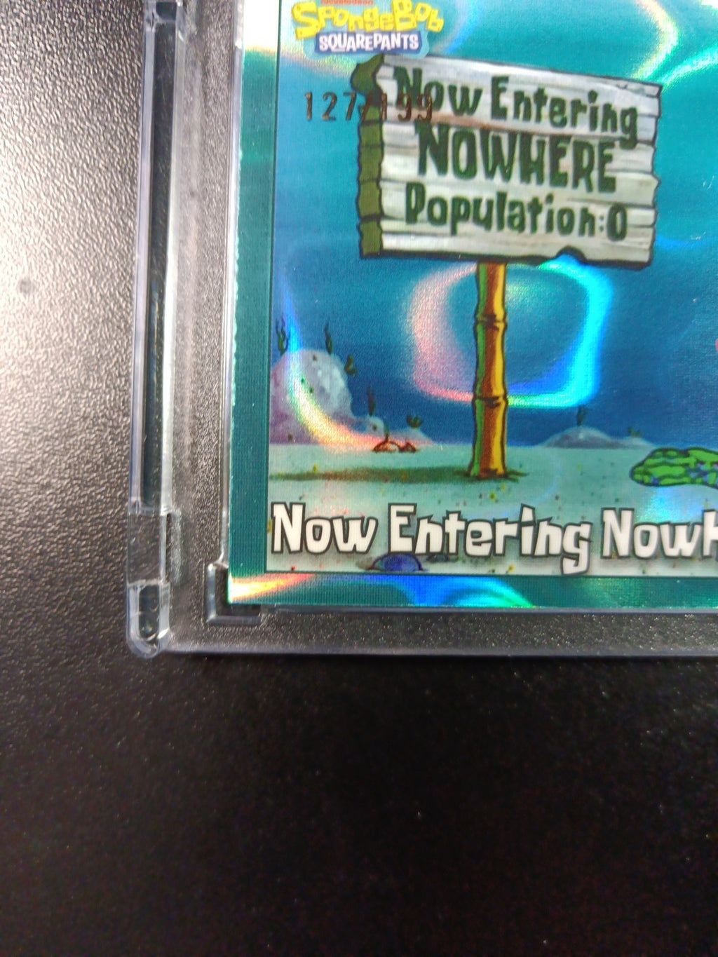 SpongeBob 127/199 Now Entering Nowhere Pop O Aqua Lava Refractor Card Topps /199