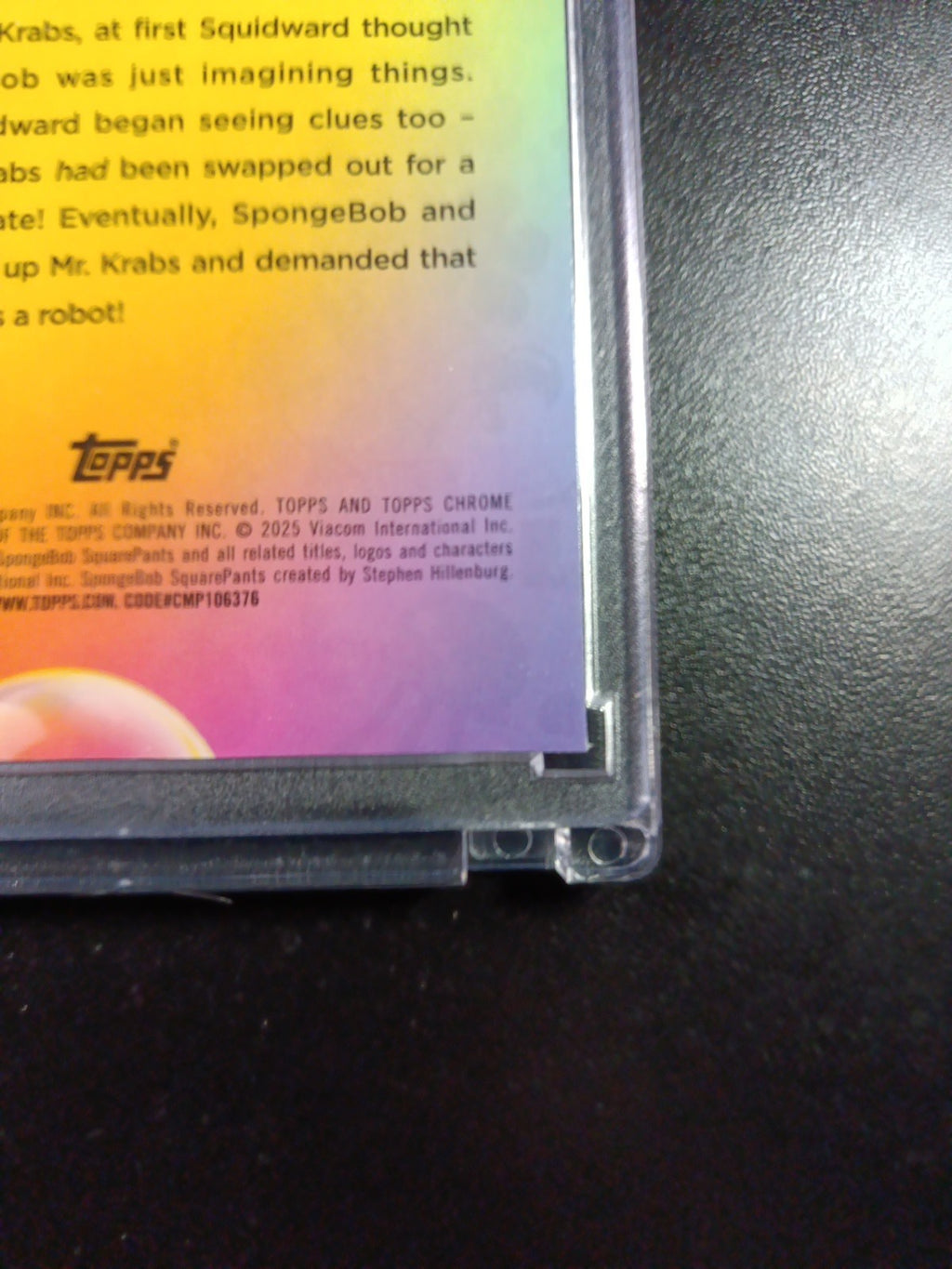 SpongeBob 6/99 Blue Bubblefractor Robot Mr. Krabs Bubble Card Topps Chrome /99