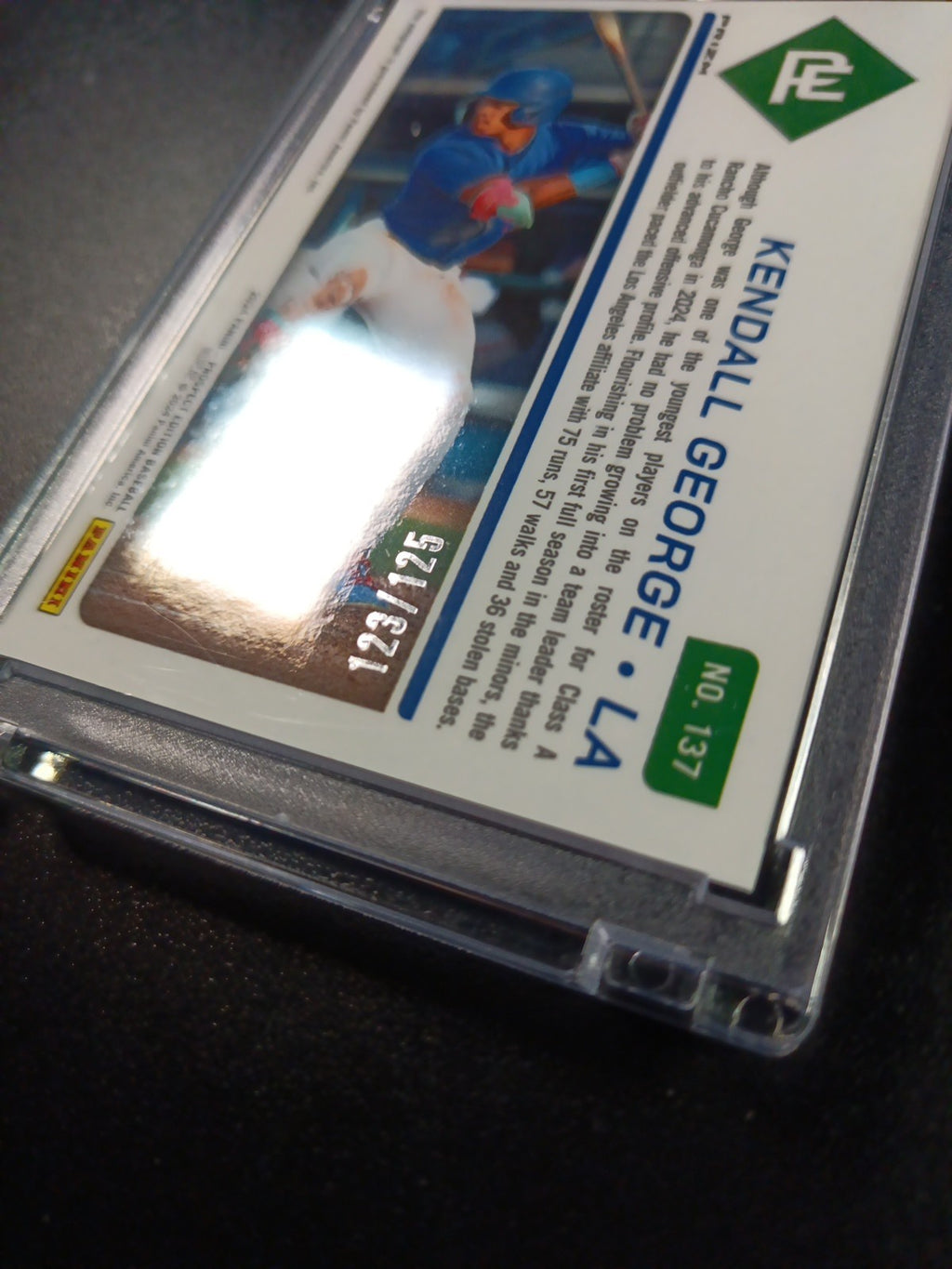 # /125 Blue Prizm Autograph Kendall George Dodgers Rookie Prospect Baseball Card