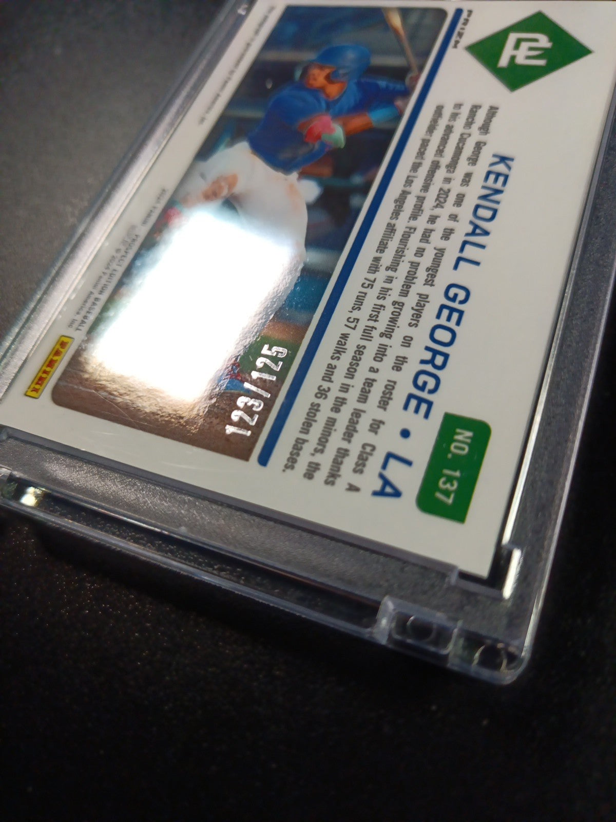 # /125 Blue Prizm Autograph Kendall George Dodgers Rookie Prospect Baseball Card