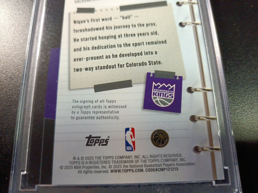 Rookie Autograph Nique Clifford New Applicant Card 2025-26 Topps Basketball NBA