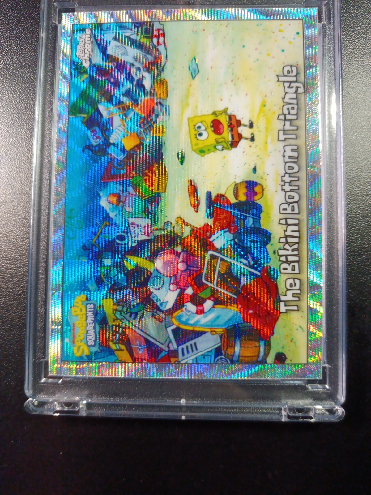SpongeBob # 152/175 Silver Wave Refractor Bikini Bottom Triangle Card Topps /175