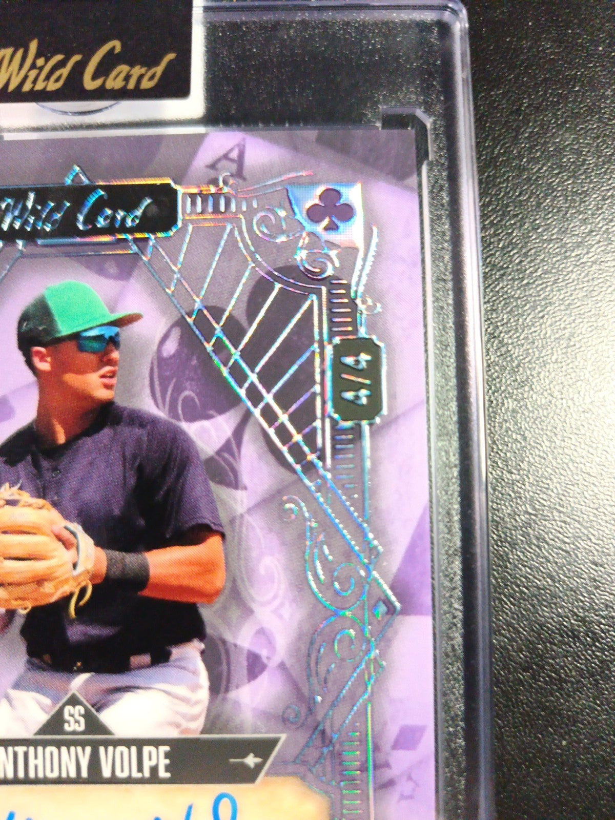 # 4/4 Autograph Anthony Volpe Holo Foil Purple Rookie Baseball Wild Card /1