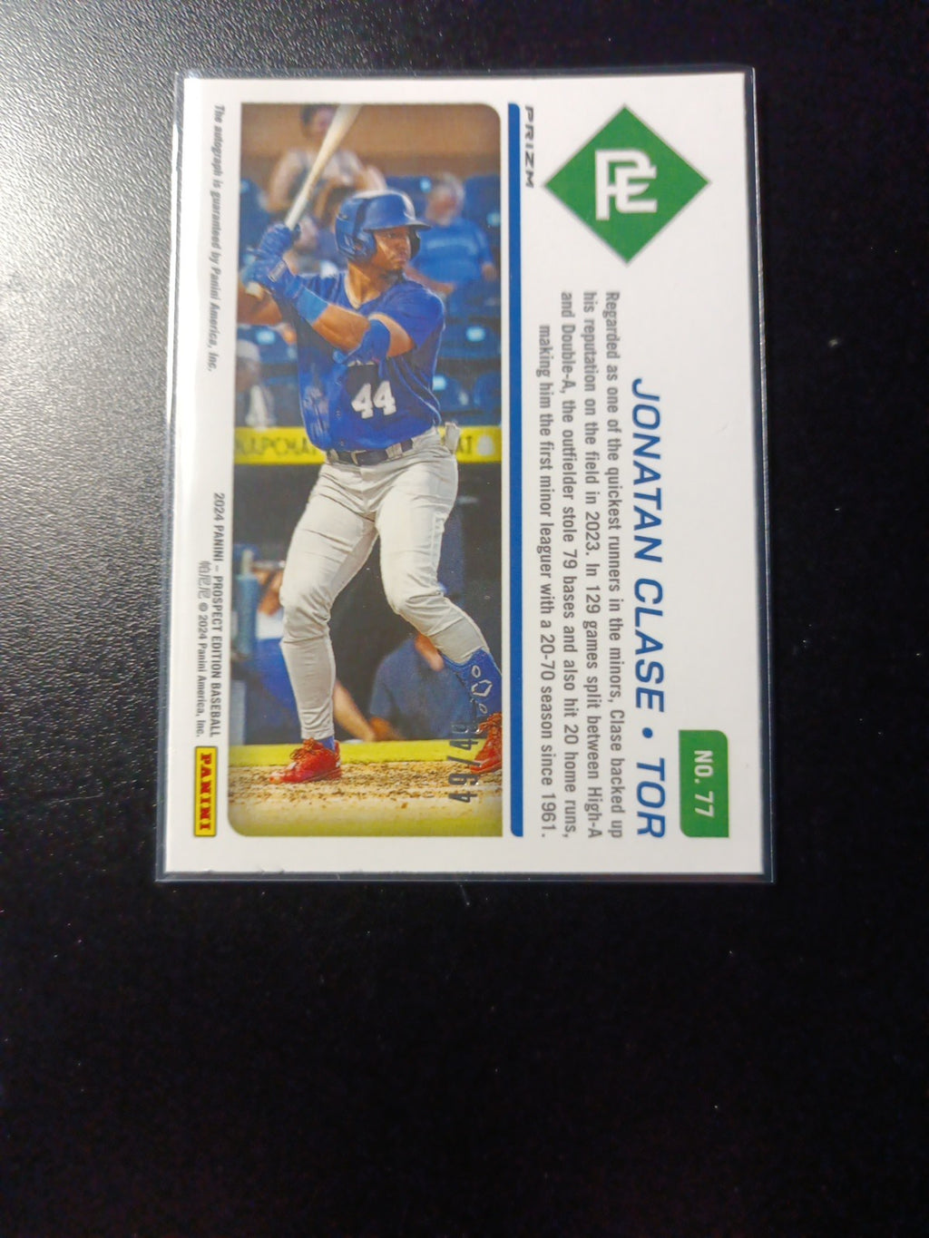 # /49 Book End Prizm Auto Jonatan Clase Panini Prospect Rookie Baseball Card