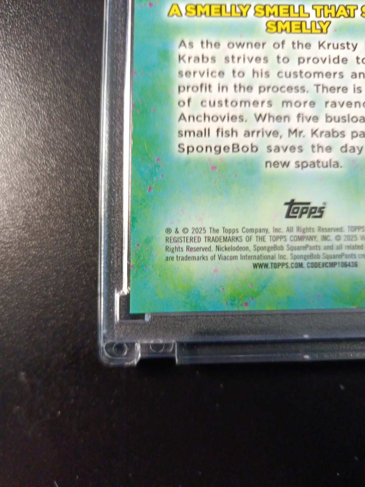 SpongeBob # /25 Mr. Krabs A Smelly Smell Orange Refractor Card Topps Case Hit