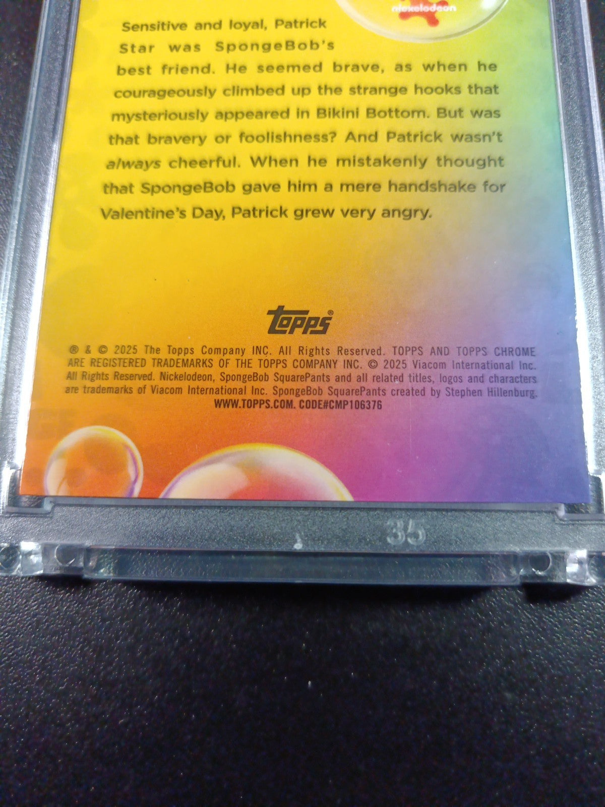 SpongeBob # 31/199 Patrick Star Aqua Lava Refractor Card Topps Case Hit /199