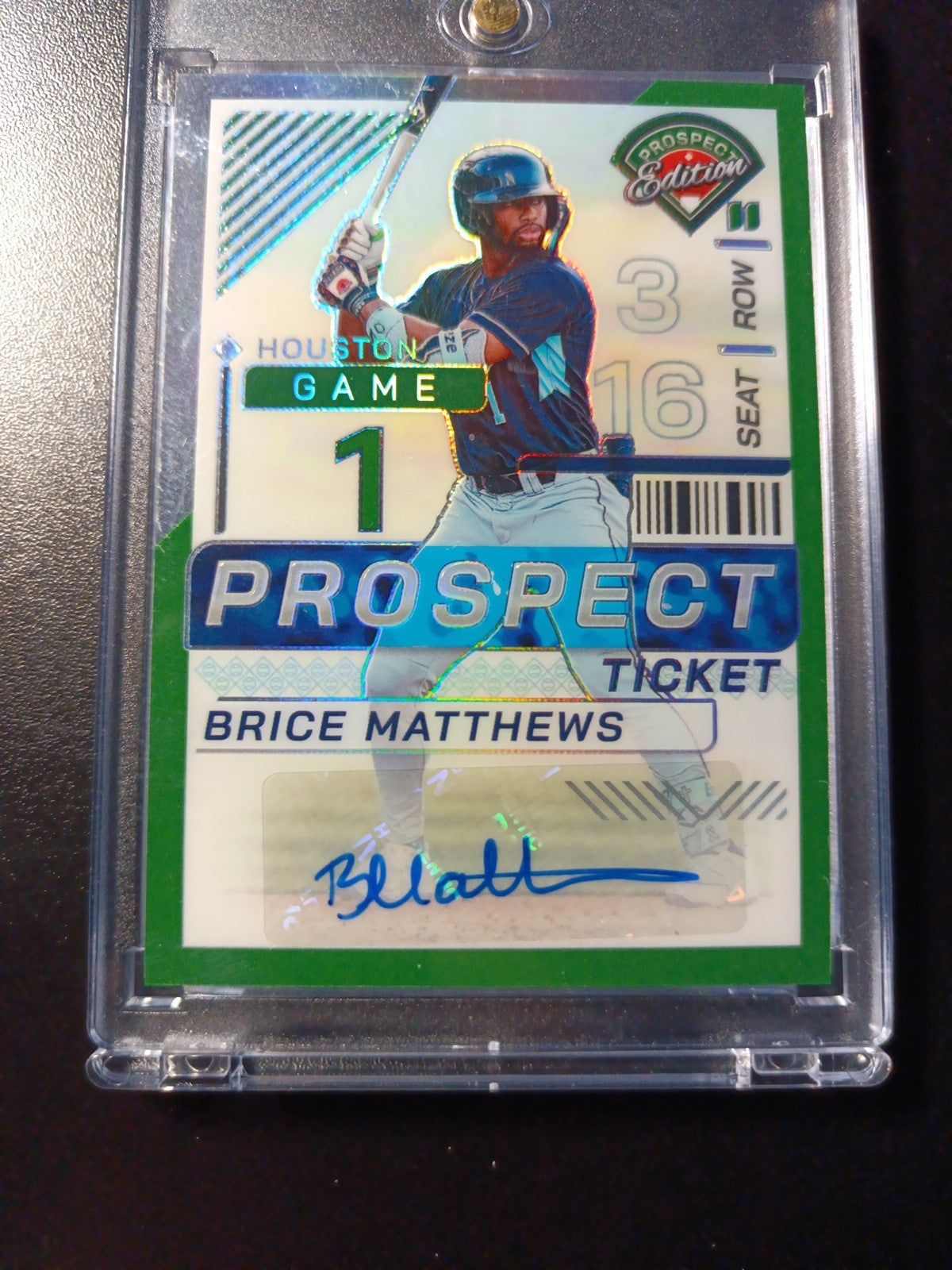 Super Rare Green Prizm Auto Brice Matthews Panini Prospect Rookie Baseball Card