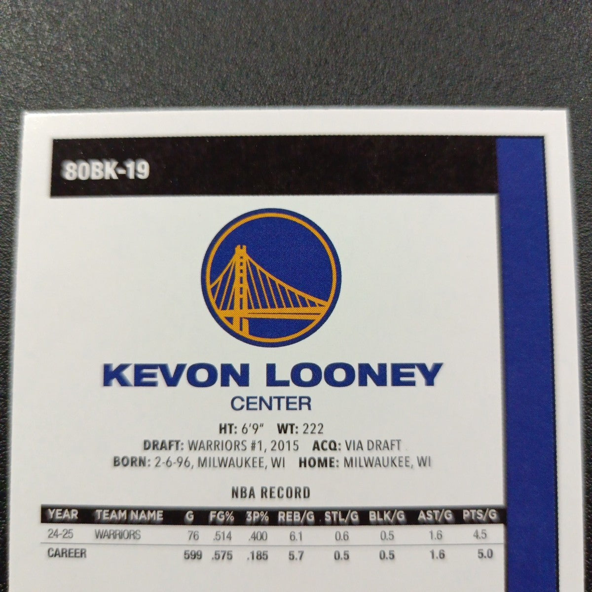 2025-26 Topps Basketball Card Kevon Looney Silver Foil 45th Anniversary