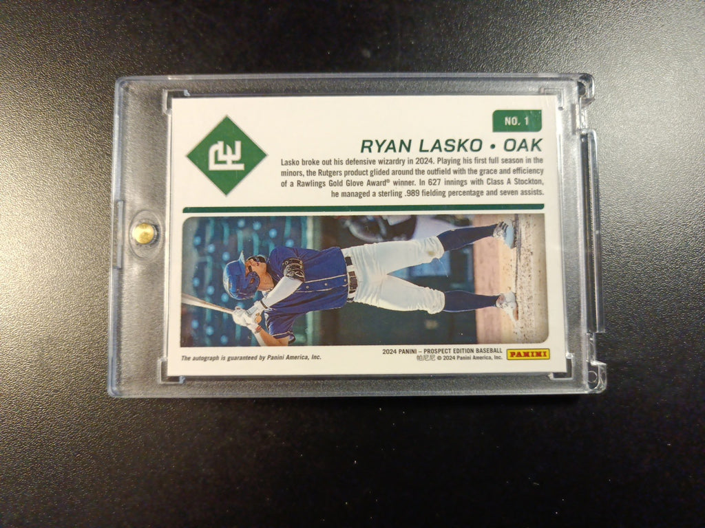Autograph Ryan Lasko Athletics Rookie Baseball Card Panini Prospects 2024
