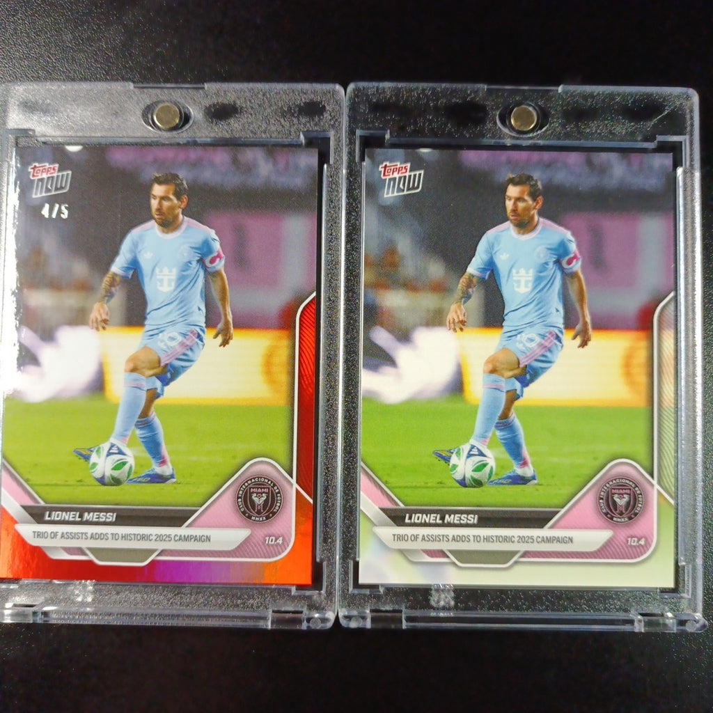 # /5 Lionel Messi Red Foil Topps Now  Variant & Base Card 107 Soccer 2025