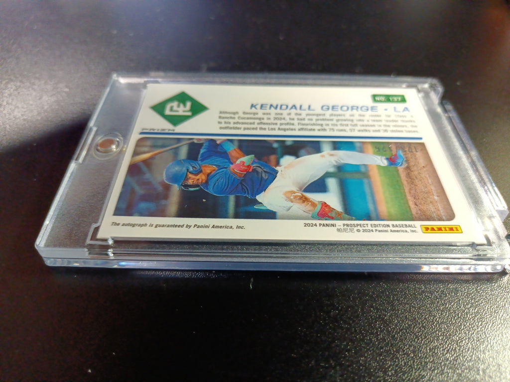 # /125 Blue Prizm Autograph Kendall George Dodgers Rookie Prospect Baseball Card