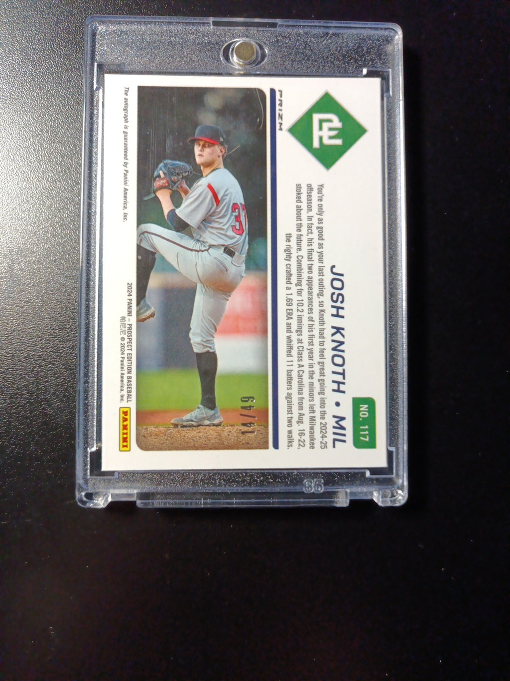 # /49 Prizm Autograph Josh Knoth Panini Prospect Rookie Baseball Card 2024